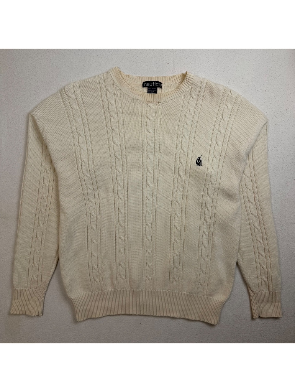Vintage Nautica Cream Knit Men's Medium